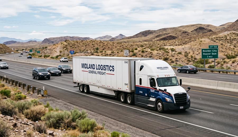 General freight truck on the highway